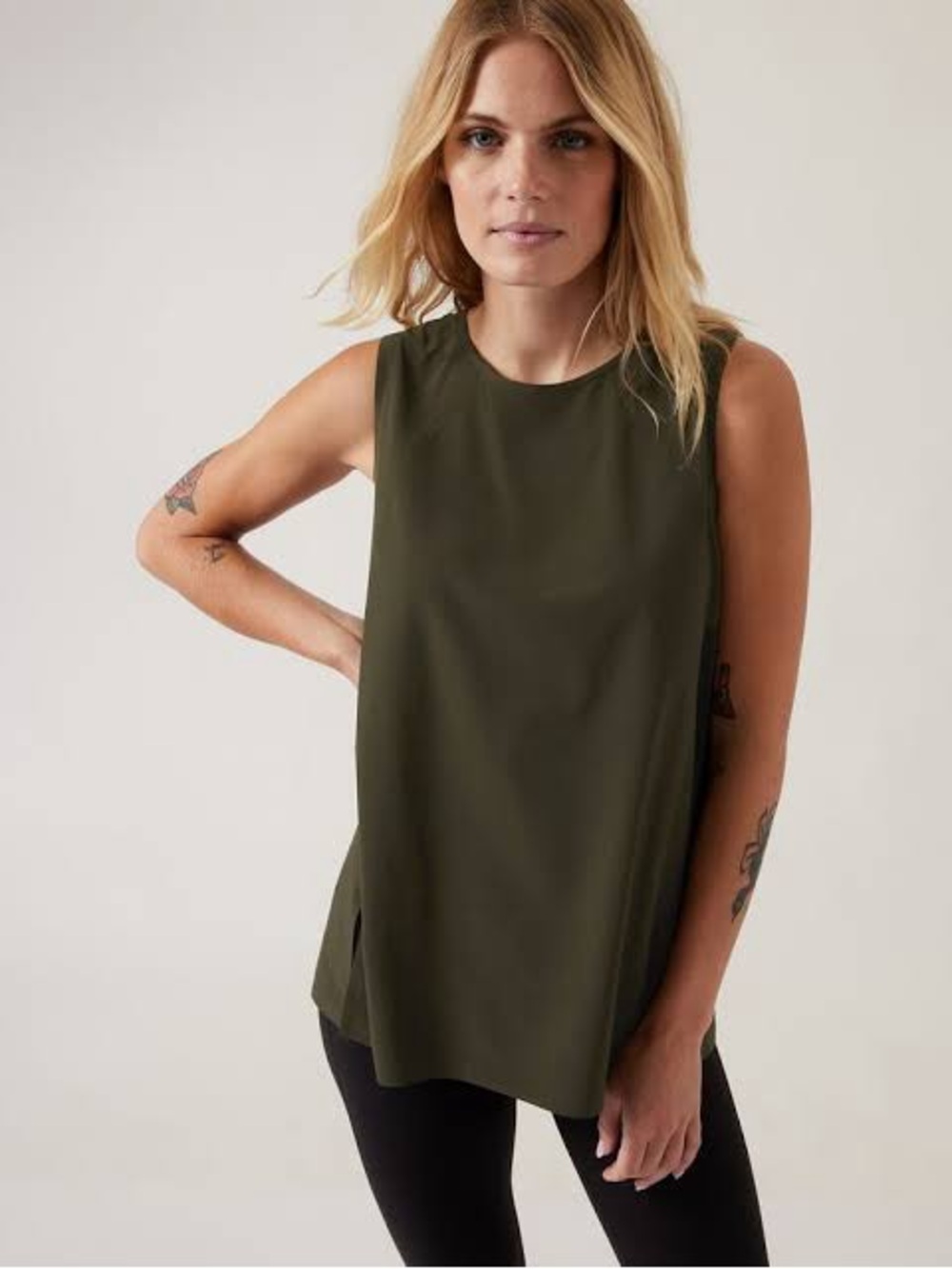 NWOT Athleta Zephyr Refine Rich Green Tank Blouse 1X